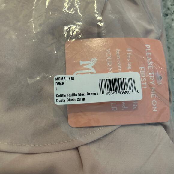 Show Me Your Mumu “Caitlin” Ruffle Maxi Bridesmaids Dress Dusty Blush Pink Large - Picture 6 of 7